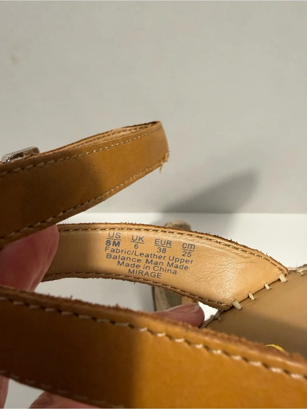 Franco Sarto Gold Tan Espadrille Wedge Sandals Ankle Strap Buckle Womens 8
